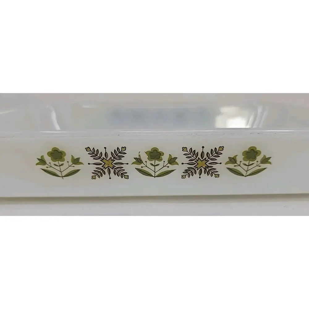 Vintage Fire King Meadow Green Bakeware 1 Qt‎ Rectangle Vintage #431 U144